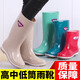Botas de lluvia para mujeres, cuatro estaciones, tubo medio de uso general y alto, tubo bajo, más terciopelo, zapatos calientes, no impermeables, zapatos de goma de tubo largo de cocina, sobrepachados [engrosado] 317 Tubo alto Khaki 37