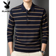 
Playboy (PLAYBOY) high-end men's daddy suit autumn and winter sweater knitted shirt polo lapel cardigan retro striped top dark green S5012 M (120Jin [Jin equals 0.5 kg])