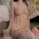 GUI Ruo (Gui Ruo) Kleidung, sexy pure Stil, Missy Girls 'Supplies, Sweet Mesh Lace, Deep V Plus Brustpolster, sexy Rückenless P3886 Garnelpulver (Außengewand + Gürtel) xxl
