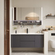 Kohler 16855 bathroom cabinet ceramic integrated basin 75/85/95/105/115 bathroom hand wash basin cabinet combination 75CM walnut pendant cabinet + intelligent comprehensive mirror cabinet combination (