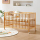 Lin's Home Cuna de madera sólida Tornio Demondeo Demonde de doble propósito 0.6*1.0 Cama de empalme Cama de haya móvil LS535A1 LS535A1