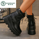 
Woodpecker plus size Martin boots 2025 autumn and winter new European and American square head side zipper wedge casual fashion boots black 38