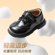 Inbemini 2025 children's leather shoes black soft sole boys' baby shoes spring and autumn new single shoes non-slip girls' small leather shoes black size 22 inner length 14.0CM suitable for feet about 13.5CM