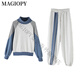 Magiopy International Luxury High-End-Marke Casual Sports Set Women's Frühling und Herbst 2025 Neues koreanisches Stil modisches Salz gebratenes graues zweiteiliges Set (ohne Velvet) S (100 Jin [Jin ist gleich 0,5 kg])
