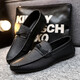 Spider King (Zhizhuwang) Summer transpirable y versátiles zapatos de cuero cómodos e informales zapatos de moda británicos de moda 2025 zapatos de frijoles perezosos sin deslizamiento D826 Negro 39