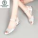 Woodpecker brand fishmouth shoes flat heel 2025 summer new style empty one-liner sandals women's shoes European and American women's shoes black 41