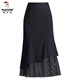 Woodpecker 2025 Summer nuevo Black Hip Falda para mujeres Falda de cola de pescado de encaje de moda a mitad de longitud