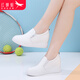 Red Dragonfly Women's Shoes 2025 New Versatile Cowhide Slip-on Casual Shoes for Women Small Wedge Heels Inner Height White Shoes for Women White Inner Height Single Shoes C0TTN03231 37