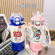 Sanrio stainless steel children's thermos cup new elementary school shoulder strap straw water cup outdoor with lid large capacity ETB679 Doraemon 500ml 500ML-[coffee]-painted printing-long-term protection