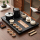 High-end small tea set set, high-end tea table, kettle, fully automatic water supply, integrated tea tray, new black gold porcelain stone, Guanshan Electric tea tray + Ru kiln tea set