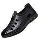 
Summer hollow mesh eyelid sandals men's breathable casual shoes hole shoes soft bottom business casual leather shoes men's sandals [TY-618] hollow leather shoes - brown 41