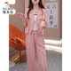 Woodpecker Korean casual suit for women's summer new slimming sun protection jacket wide-leg trousers pink [two-piece set] S [recommended 80-100Jin [Jin equals 0.5 kg]]