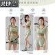 JEEP SPIRIT yoga wear women's short-sleeved new style fitness top with chest padding Pilates training running sports suit summer fog white short-sleeved + black shorts S