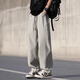 Woodpecker casual pants for men 2025 summer trend ice silk loose straight pants for men teenagers versatile draping feeling high-end trousers for men 6636 gray 4XL recommended 180-200Jin [Jin equals 0.5 kg]