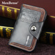 AIOSC men's wallet high-end light luxury short retro large capacity multi-card magnetic buckle three-fold zipper wallet coin bag black - high-end