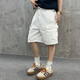 Si Ruilin Yin Xiaoji Schwere Wäsche loser Arbeitskleidung Großtasche Weißer Bambus Joint Denim Shorts Fünf-Punkte-Hosen für Männer und Frauen 1049 Weiß M (95-125jin [Jin gleich 0,5 kg])
