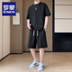 Romon Casual Sports Set hombres 2025 Summer New Cool Cool Silk Fashion Jacquard Camiseta de manga corta Set Men's Dark Grey 2546+826 M 90-105Jin [Jin iguala 0.5 kg]