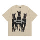 Lee Kids Real Shot Reprection Collection Eagle Shark motif de requin imprimé Round Cou Short Sleeve Beautiful Hip-Hop Men and Women 1048 Black S