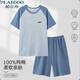 
Palando pure cotton pajamas for men's summer thin short sleeves loose large size boys can wear youth home clothing suits outside 13601 2XL [Suggested 140-160Jin [Jin equals 0.5 kg]]