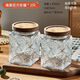 Enshousu sealed jar small jar household dried fruit with lid preservation tea jar transparent retro begonia flower glass bottle square style / acacia wood lid thickened)-glossy) 188ML* one