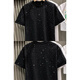 KAZUKI KURAISHI trendy brand fashion light luxury short-sleeved T-shirt for men in summer internet celebrity hot diamond high-end half-sleeved top for men black XL