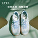 TATA thick sole breathable German training shoes for women casual sports shoes white shoes 2025 summer new style silver/meter/blue 37