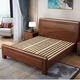 Walnut solid wood bed 1.5mx2m new Chinese style 1.8m bedroom furniture single double bed wedding bed storage bed single bed without mattress bedside table 1500mm*2000mm frame structure