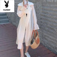 Playboy windbreaker mid-length women's 2025 spring and autumn new loose flowing shirt skirt to make you look slim and versatile super fairy thin jacket Apricot color L 101-111Jin[Jin equals 0.5 kg]