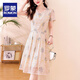 Romon (Romon) El vestido estampado de estilo chino reduce la edad y la carne de las pieles y está de moda 2025 Summer New Fashion Fashion Slim y Elegant Skirt 9797 Light Apricot Color Sigue la tienda [Envío prioritario M Recomendado 95-105Jin [Jin equivale a 0.5 kg]
