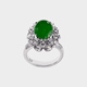 EAGLEHURST Emerald Sun Green Cabochon Ring 18K Gold Set Jadeite Sun Green Cabochon Ring