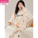 
Modal comes with a chest pad in spring and autumn, one-piece long sleeve pajamas suit, long trousers, large size, summer and winter cotton home clothes for women, HRY1049 M (recommended 75-95 Jin [Jin equals 0.5 kg])