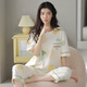 Fenten pajamas for women in summer pure cotton short-sleeved cropped pants can be worn on the outside sweet and casual cotton women's home clothes 9882 breastless pad [pure cotton] 2XL Recommended 140-155 Jin [Jin equals 0.5 kg]