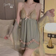 Douyin Pyjamas le plus chaud pour femmes avec poitrine PADS SOSPENSEGOWN FRENSE SEXY SEXY LACE MESH Vêtements Home Clothing P3886 Green (robe extérieure + ceinture) M