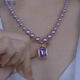 Ai Murphy's new purple shell bead necklace, simple and elegant, niche clavicle chain, versatile sweater chain, atmospheric and fashionable pendant, square purple shell bead necklace