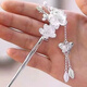 MHFDO Old Phoenix 999 pure silver new Chinese style hairpin peach blossom tassel hairpin super fairy simple simple gift for your lover beautiful as a flower peach blossom silver hairpin 1 piece set