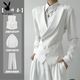 Playboy (PLAYBOY) suit vest, white, handsome, unisex, elegant, British gun lapel suit, casual waistcoat for men, black vest without brooch + black shirt + black trousers L Recommendation 105-125