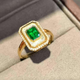 HEEKAIYI Emerald Gemstone Ring for Women 18K Diamond Ring Luxurious Chinese Valentine's Day Birthday Gift for Wife and Girlfriend Selected Emerald Gemstone Ring-1.59 Carat