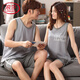 Langsha Light Luxury Summer Pure Pyjamas dünne ärmellose losen Männer und Frauenweste Schlinge große Home-Kleidung WJ9856 Ya Weste Set M Damen 75-95jin [Jin gleich 0,5 kg]
