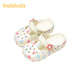 Balabala children's shoes children's clogs non-slip girls' sandals 2025 summer new shoes sweet floral off-white 10301 17