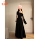 Good sweet star French temperament one-shoulder dress for women in 2025 summer new style slimming design black long skirt Ya black dance dress hot girl skirt S suggestion [80-95Jin [Jin equals 0.5 kg]]