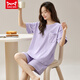 Catman (Miiow) Pajamas de algodón puro para mujeres en pantalones cortos de manga cortos de verano Celebrity Summer Summer Alto valor La ropa para el hogar se puede usar fuera del traje ZH-9856 [set] 2xl Código 140-160Jin [Jin equivale a 0.5 kg] Es necesario reservar la contracción