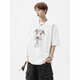 Poum Herren Sommer Personalisierte gedruckte gedruckte kurzärmelige T-Shirt Trendy Marke Einfache und vielseitige modische lockere lässige runde Hals-Top CQS-1480 Black XL