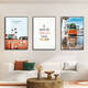 Yonghuan Wohnzimmer Dekorative Malerei Stil Landschaft Wandmalerei Sofa Hintergrund Wandhängemalerei Triple Wandbild 13581/13583/13590 70* Klassisches schwarzes Rahmenbild
