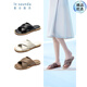 Le Saunda (Le Saunda) [Pan suave] Summer Nuevo cuero genuino plano de color sólido viste sandalias de una línea zapatos para mujeres 12801 White WTK 35