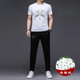 JEEP SPIRIT casual suit men's summer short-sleeved mulberry silkworm ice silk handsome match with Korean style fashion print trend 9227 black 3XL 185
