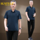 
SUSTYLE high-end luxury brand men's summer short-sleeved sports suit men's high-end ice silk breathable solid color casual T-shirt men 756 military green two-piece set 3XL