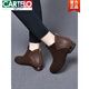 Cartelo Short Stiefel für Frauen 2025 Herbst und Winter Neues Samt weiche Leder Nacktstiefel Matte Lederschuhe runden Zehen Frühling und Herbst Low Heel Martin Single Stiefel Black 37