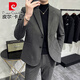 Pierre Cardin autumn thin small suit men's jacket slim and high-end casual Korean style handsome little suit suit dark gray XL