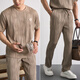 
Henhut International luxury high-end brand men's summer men's short-sleeved T-shirt loose straight trousers casual sports suit light gray light gray L