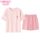 Pyjamas de coton pur modal pour femmes en été mince cou rond à manches courtes shorts de vêtements pour une maison d'étudiant décontracté.